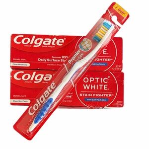 Colgate Optic White Toothpaste with Colgate Toothbrush